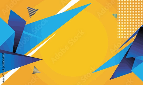 Obraz An abstract composition featuring various geometric shapes in vibrant blue and orange hues against a smooth gradient background, ideal for modern design themes.