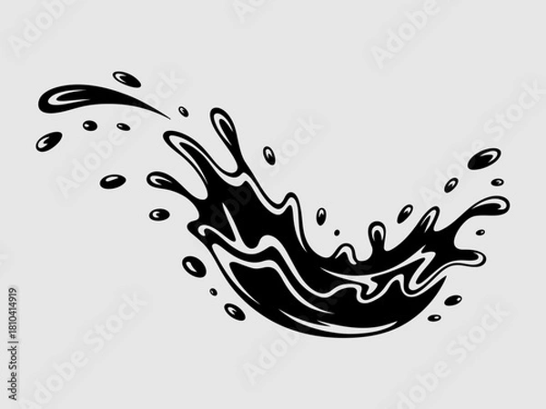 Obraz This black liquid splash image represents fluidity, motion, and energy, perfect for attracting attention in designs related to creativity and artistic expression.