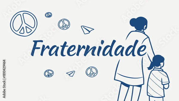 Obraz Fraternidade illustration with mother and child for peace and unity themed social responsibility campaign