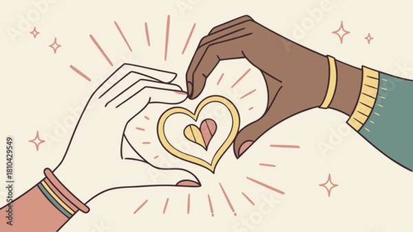 Obraz Hands making heart shape vector illustration for love and relationship concept graphic design element art