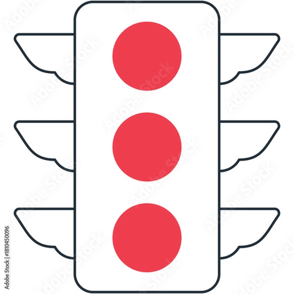 Fototapeta Red Traffic Light Signal Showing Stop Indication with Clean Outline and Transparent Background