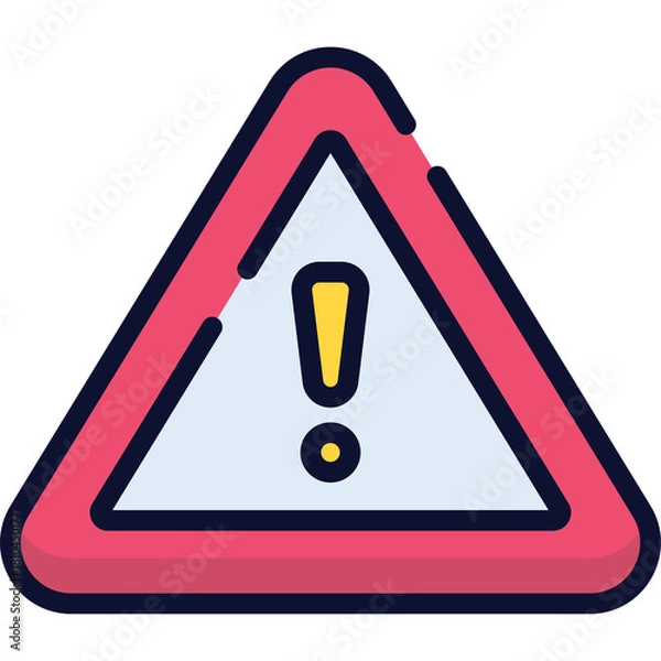 Fototapeta Red Triangular Warning Sign With Yellow Exclamation Mark And White Center On Transparent Background Caution Symbol Safety Alert Graphic