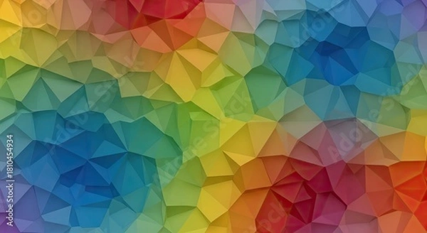 Obraz Vibrant rainbow geometric background with modern polygon shapes for creative projects, adding a touch of abstract art and colorful design to any visual concept