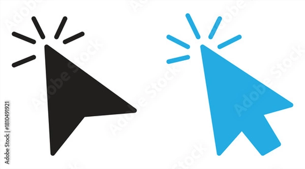 Fototapeta Pointer cursor computer mouse icon set. Finger cursor, arrow click sign. Vector illustration