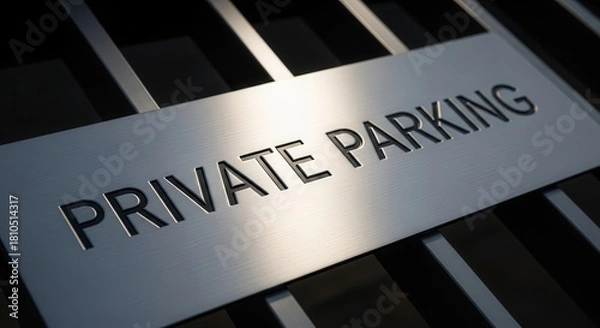 Obraz A Modern Private Parking Sign Displayed On a High-Quality Metallic Surface