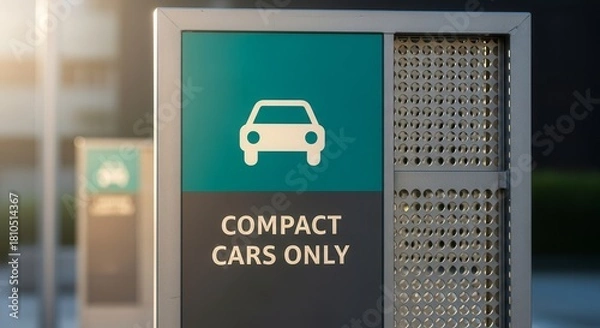 Fototapeta A Modern Signage Detailing Compact Cars Parking Only For Parking Availability And Guidance