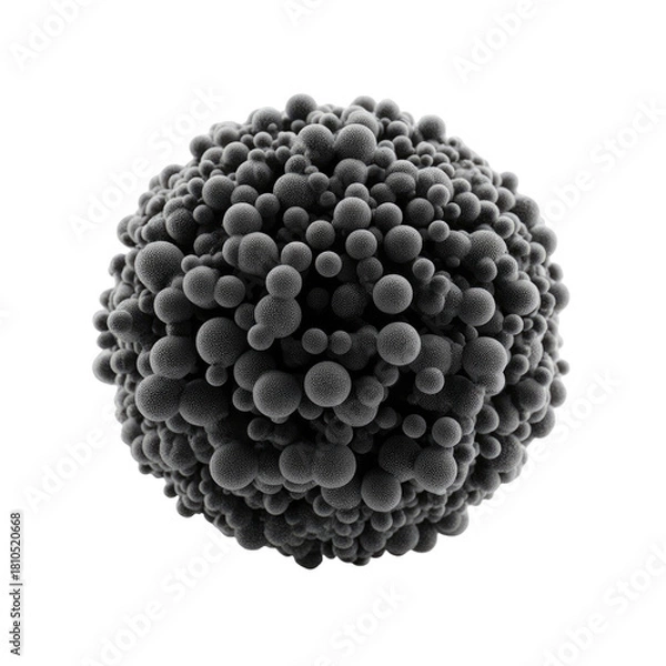 Fototapeta Sphere densely covered in small, varied sized gray balls