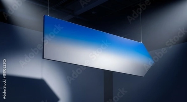 Obraz Abstract Geometric Structure Suspended with Blue and White Gradient, Studio Interior