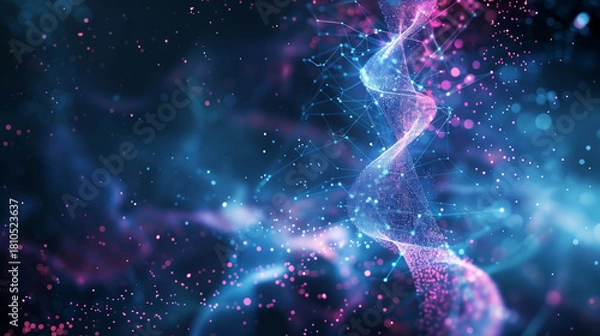 Fototapeta Vibrant abstract digital energy swirl with glowing particles and nebula-like motion