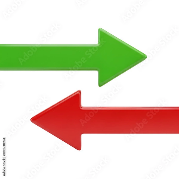 Fototapeta Opposing arrows green and red directional symbols