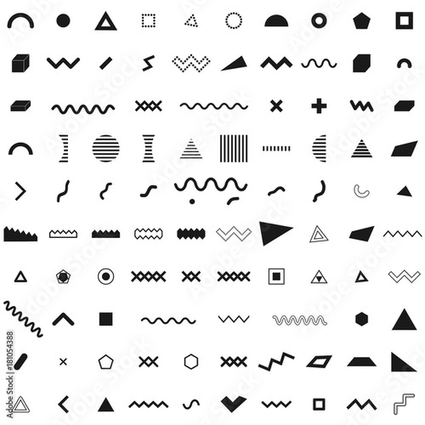 Obraz Zestaw elementów geometrycznych w stylu retro memphis