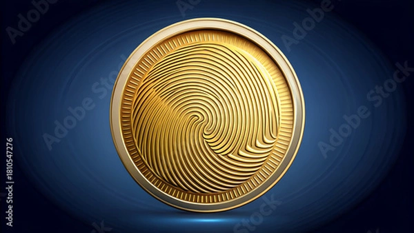 Obraz gold coin on black background circle pattern metal spiral illustration design