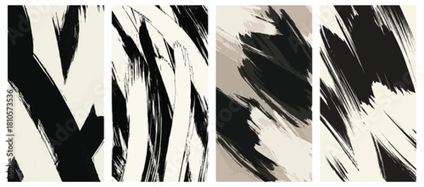 Obraz set of abstract grey brush stoke background vector wallpaper