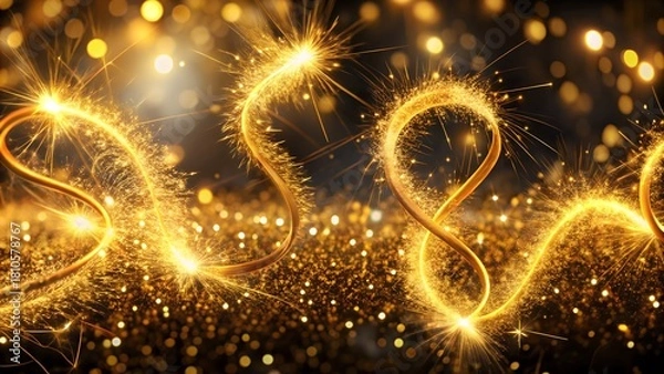 Obraz sparkler light christmas fireworks fire celebration firework sparks holiday new black text year gold design icon logo