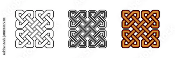 Obraz interwoven Celtic Knot Decorative Ornament Pattern Vector Illustration Set