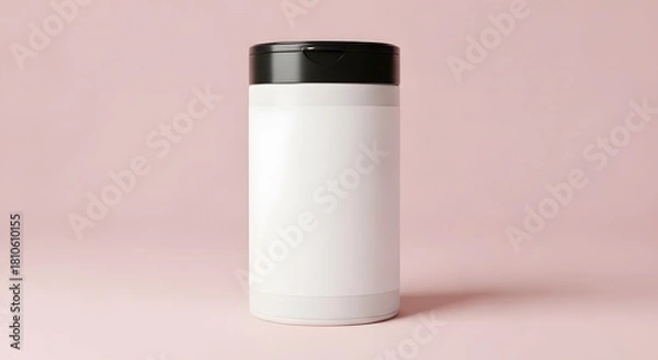 Fototapeta Blank White Container with Black Flip-Top Lid - Product Mockup