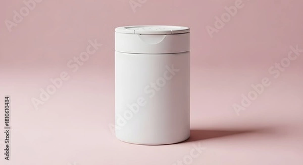 Fototapeta Minimalist White Container Mockup with Flip-Top Lid on Pink Background