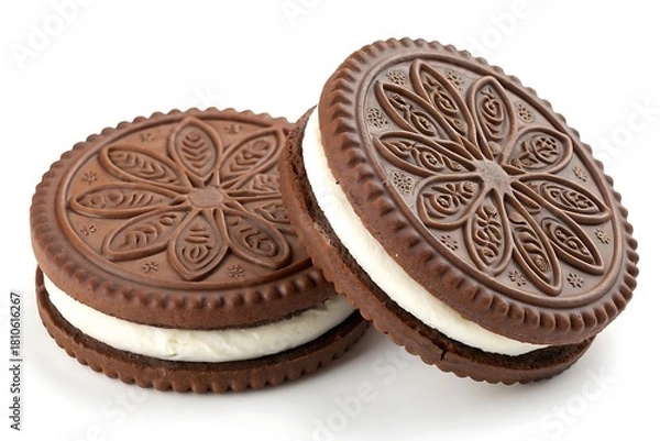 Obraz Chocolate sandwich cookies with white cream filling