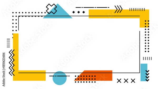 Fototapeta Memphis frame border for adding a pop of color and geometric flair to design projects like flyers, posters, social media graphics.