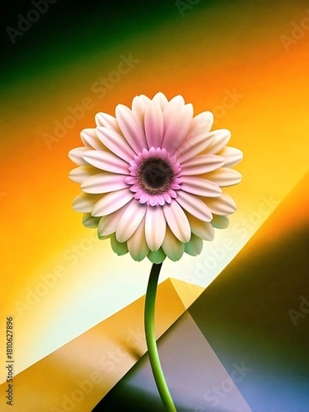 Obraz Gerbera Daisy Flower Pink Center on Colorful Background