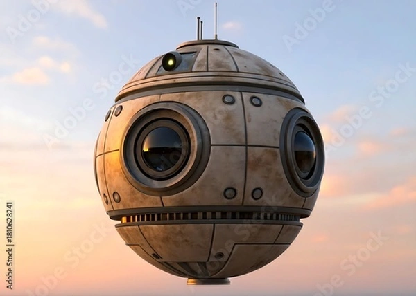 Obraz Futuristic Spherical Robot Against Sky Backdrop