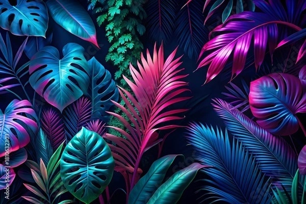Obraz Vibrant Tropical Leaves Exotic Botanical Pattern