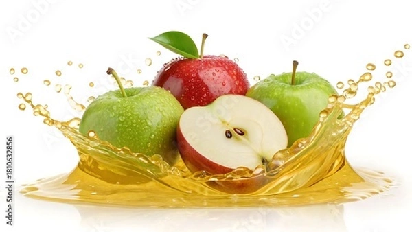 Obraz Fresh apples with splash of juice
