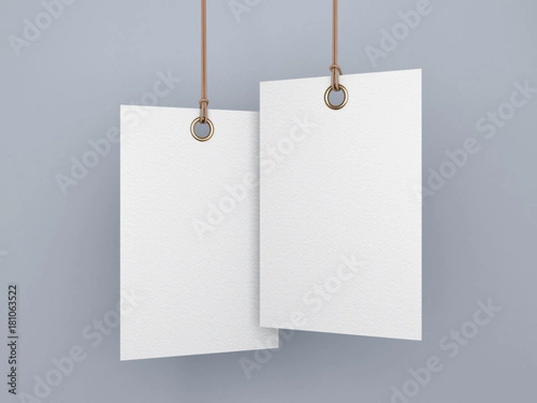 Fototapeta Blank tag label mockup 3d rendering