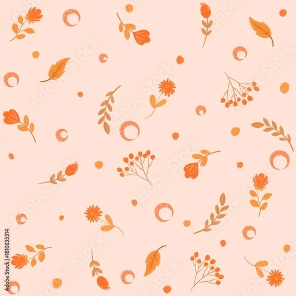 Obraz Delicate Autumn Floral Scattered Seamless Pattern