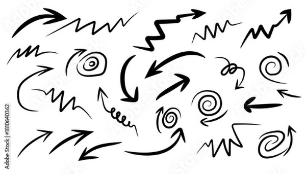 Fototapeta Hand drawn arrows collection isolated on for your design