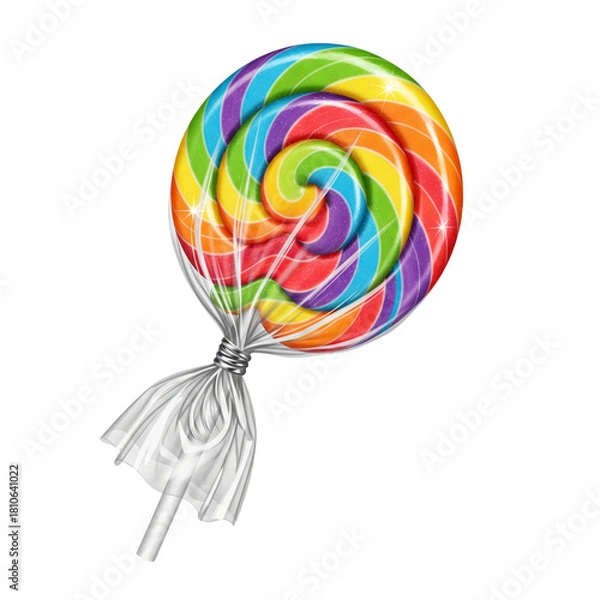 Obraz Colorful swirl lollipop isolated on transparent background