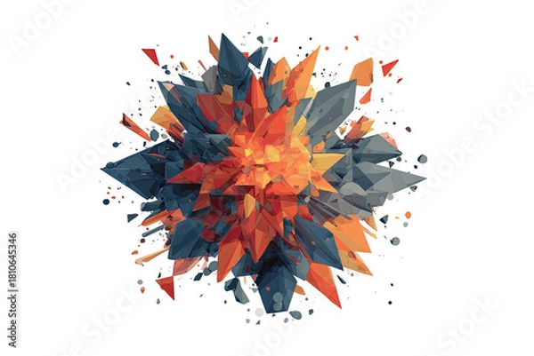 Fototapeta Abstract geometric orange/blue explosion on dark background