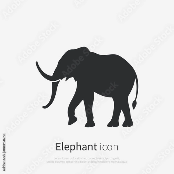 Obraz Elephant animal silhouette icon. Minimalistic black shape. Vector illustration.
