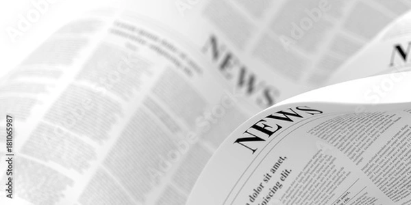 Obraz Streszczenie gazety w płynnym kształcie, renderowanie 3D