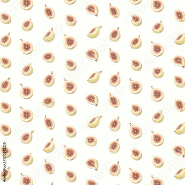 Fototapeta Mini Fig Repeat Pattern on Light Background - Delicate Fruit Design for Textiles, Stationery Materials