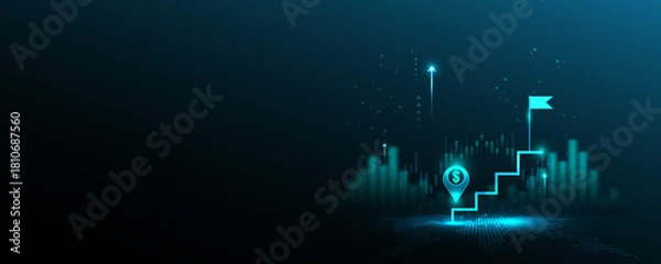 Obraz technology background, graph, analysis, financial goals stock trading