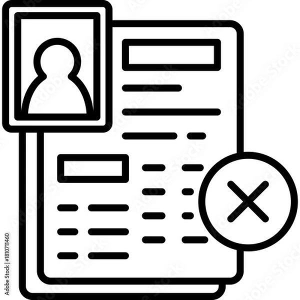 Fototapeta Rejected Candidate Line Icon