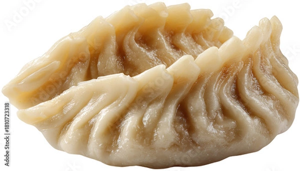 Obraz delicious steamed dumplings on a plate perfect for asian cuisine themes, juicy momo, appetizing steamed dumplings beautifully arranged on a plate, showcasing their delicate folds and smooth texture
