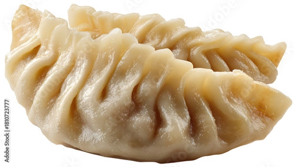 Obraz delicious steamed dumplings on a plate perfect for asian cuisine themes, juicy momo, appetizing steamed dumplings beautifully arranged on a plate, showcasing their delicate folds and smooth texture