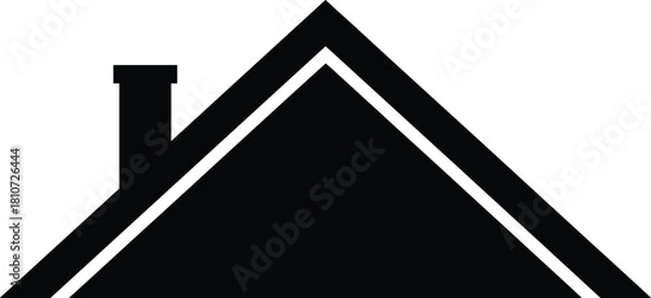 Fototapeta Minimalist house roof vector with chimney, geometric architecture design, modern home silhouette, abstract building shape for construction concept illustrations.