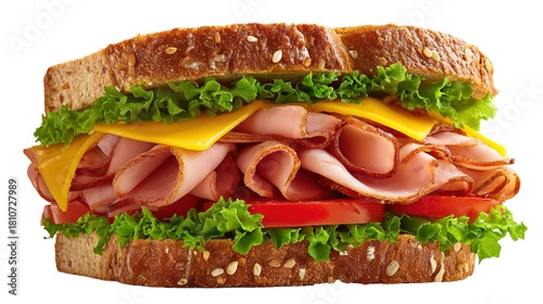 Obraz Big burgur made from natural organic meat and vegetables cooked in a josper for a festive party on a white background