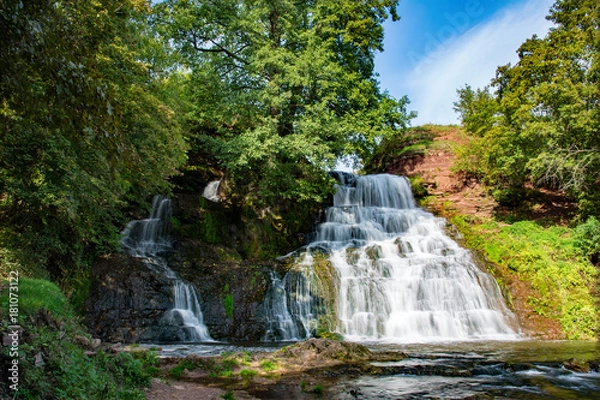 Fototapeta Chervonogorodsky, Dzhurynsky waterfall in Nyrkiv on the Dzhuryn river. Ternopilska oblast, Ukraine.