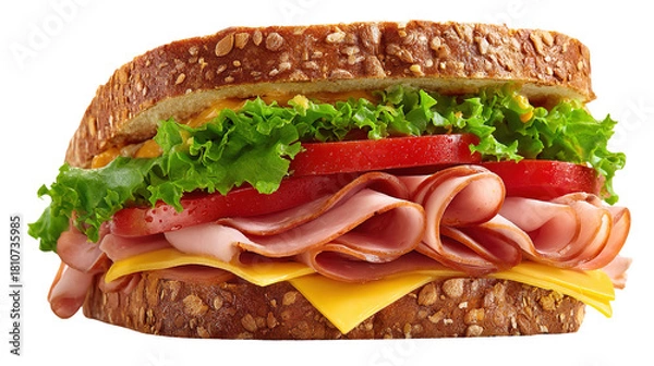 Obraz Big burgur made from natural organic meat and vegetables cooked in a josper for a festive party on a white background