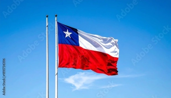 Fototapeta Waving national flag against a bright blue cloudless sky