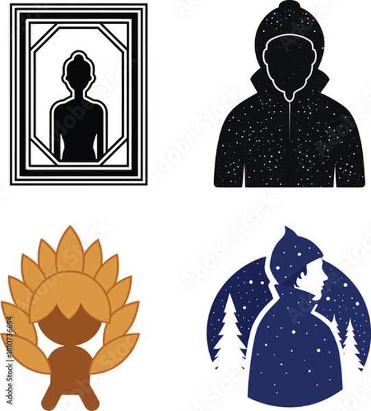 Obraz Rectangle grainy effect texture black silhouette on a white background.