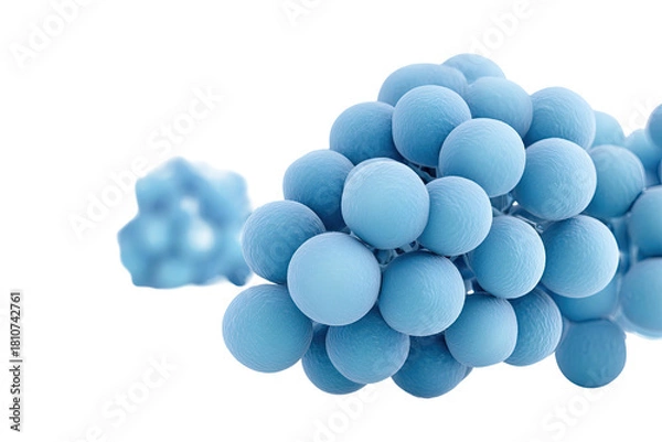 Obraz Spherical cells cluster, light blue hues, dark background