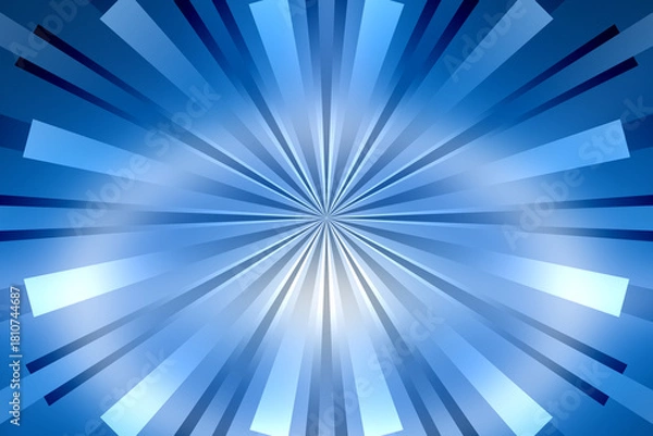 Obraz Illustration of abstract blue burst background with radial lines emanating from the center point design