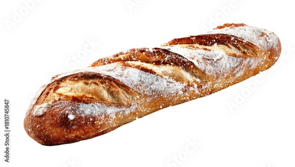 Obraz Crusty baguette, flour dusted, golden brown and light