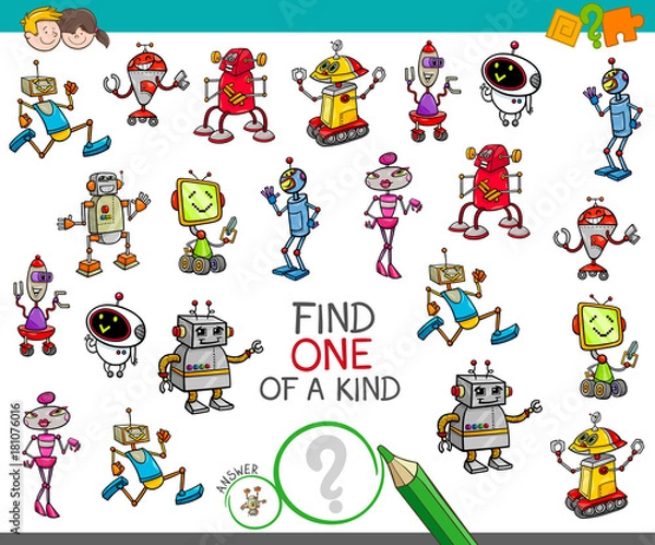 Fototapeta one of a kind game with robot characters