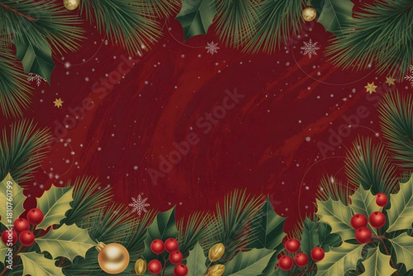 Fototapeta christmas background with fir branches and balls
